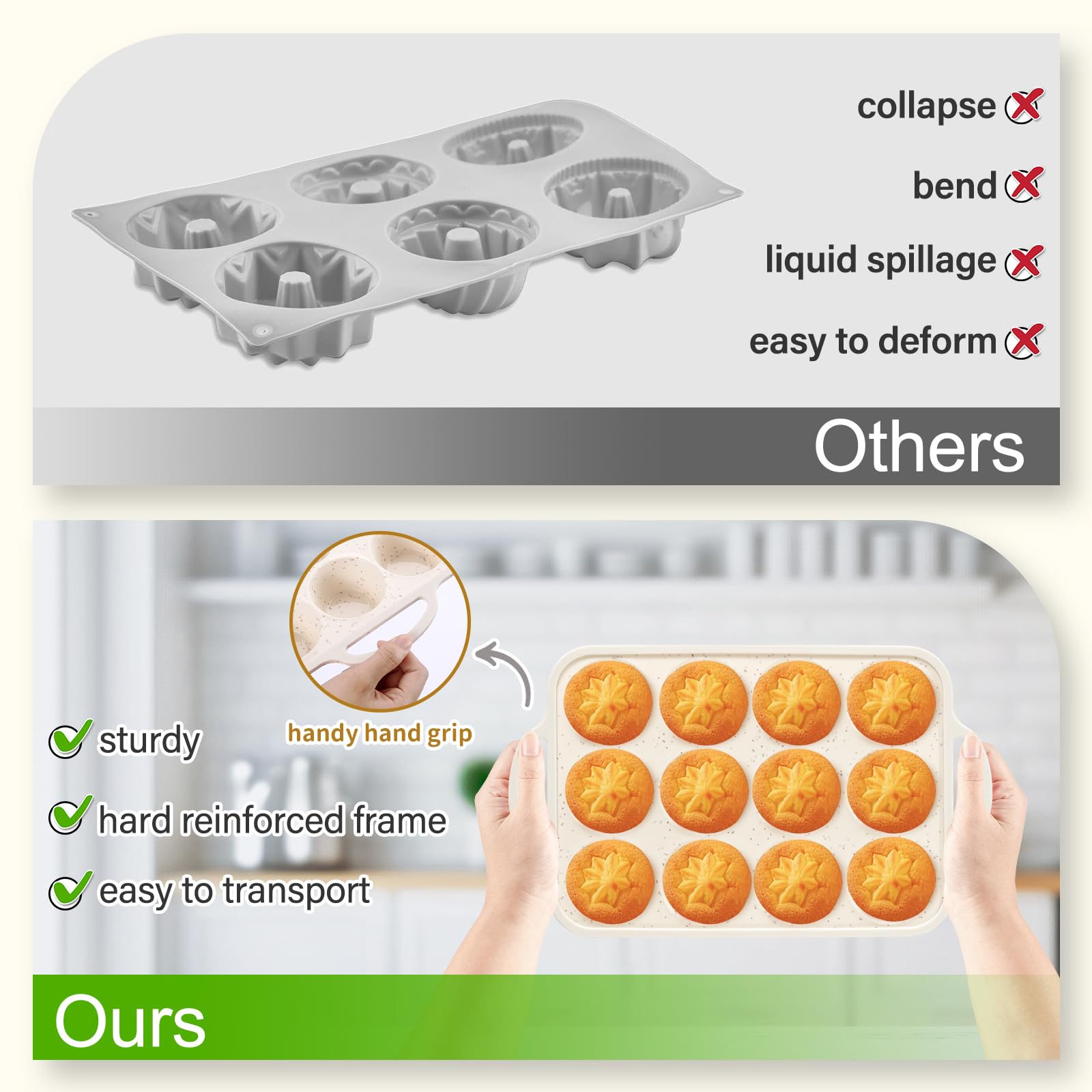 Silicone Muffin Tray(2-Pack) – Premium Heavy-Duty Silicone 12-Cup Muffin Pan for Baking, Non-Toxic,Nonstick & Easy Clean, Food Grade Cupcake Molds for Oven, Freezer & Dishwasher Safe