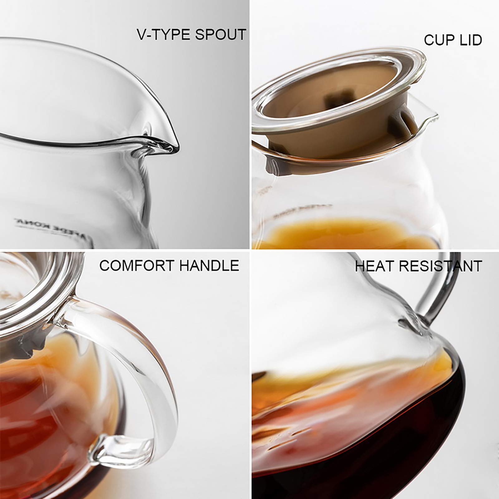 Cedilis Clear Glass Coffee Server, 20oz (600ml) Borosilicate Glass Range Coffee Carafe, Heat Resistant Coffee Pot for Brewing Coffee, Tea
