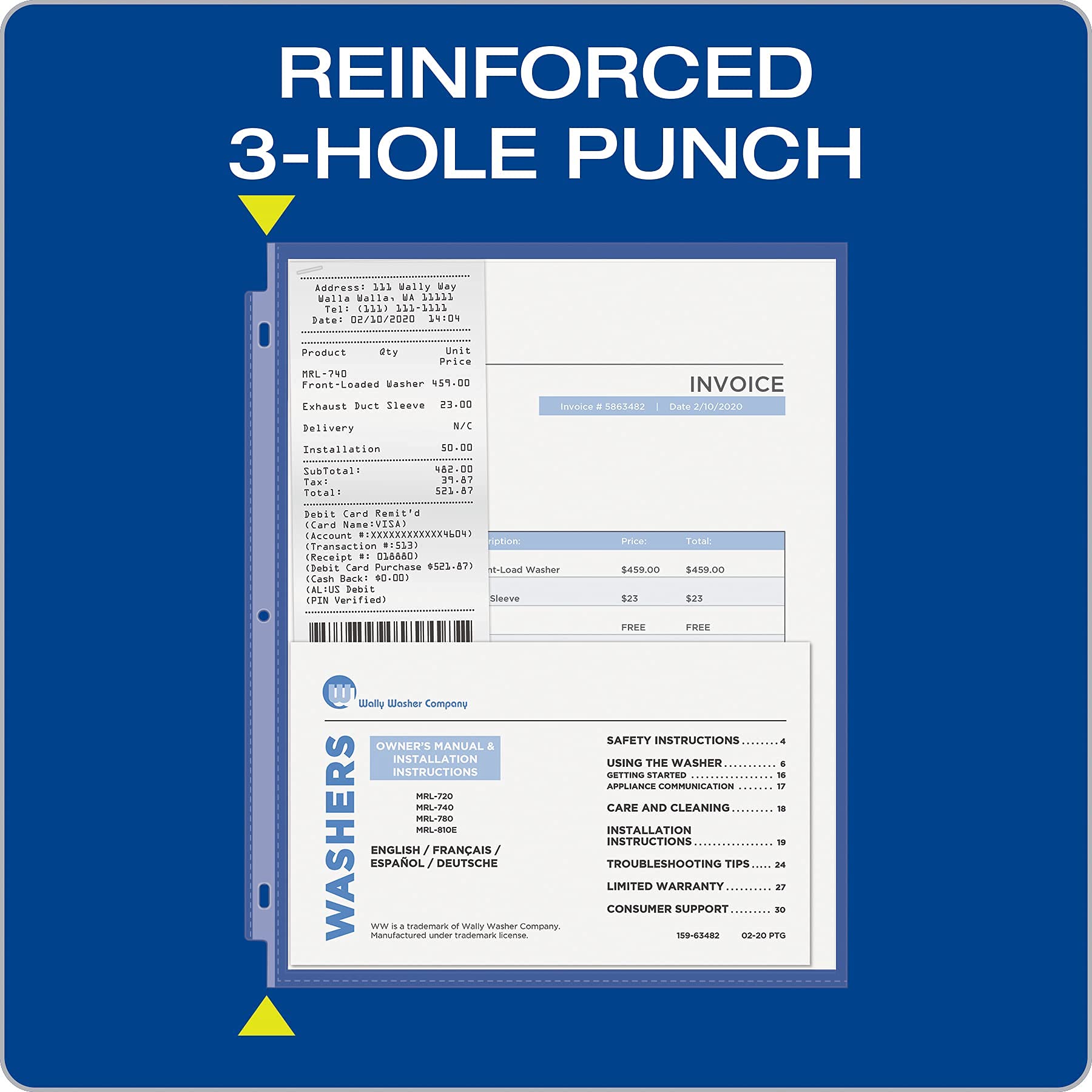 Oxford Sheet Protectors, Clear Finish, Top Load, Letter Size Plastic Sleeves, Reinforced 3 Hole Punch for Binders, Sheets for 3 Ring Binder, 100 per Box (33267)