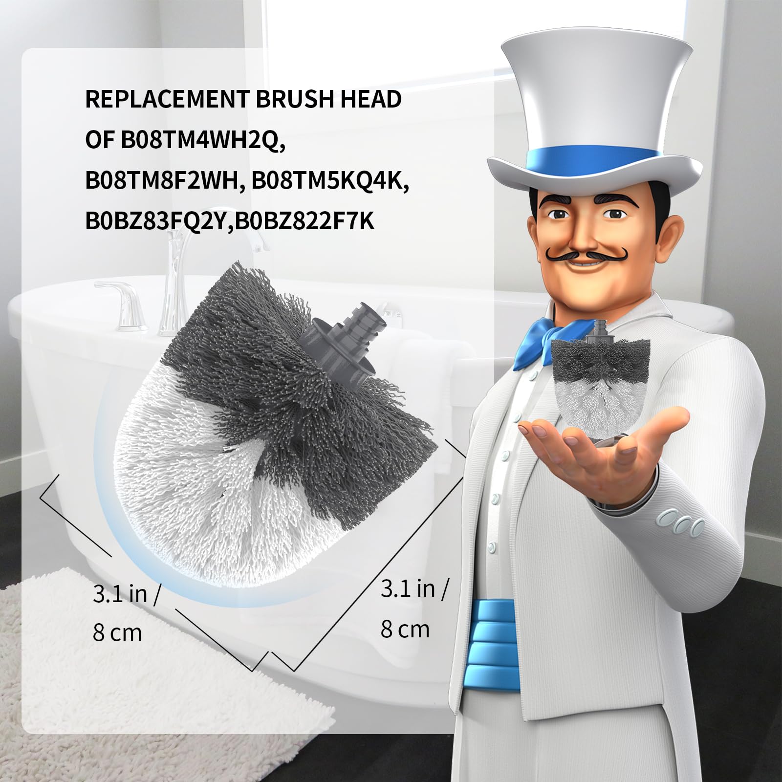 MR.SIGA Premium Toilet Bowl Brush Replacement Head, 2 Pack