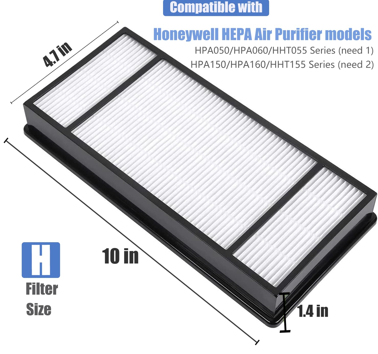 4 True HEPA Replacement Filter H & 8 Carbon Pre Filter B HRF-H1 HRF-H2 Compatible with Honeywell H, HPA050, HPA150, HPA160, HPA060, HHT055, HHT155 Air Purifier