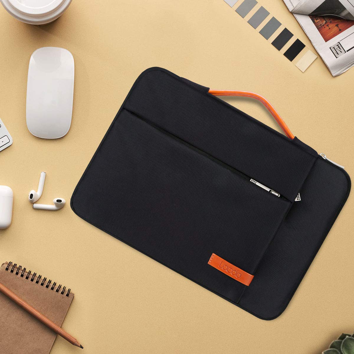 Lacdo 360° Protective Laptop Sleeve Case for 13 inch MacBook Air M5 A3449 (2026), M4 A3240 2025, M3 A3113 A2681 A2337 | 13" MacBook Neo A18 Pro A3404 (2026) | iPad Air/Pro 13 M5 Computer Bag, Black