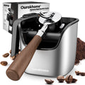 Ourokhome Knock Box Espresso Accessories, The Latest Patented Stainless Steel Espresso Machine Tool for Coffee Ground with Removable Knock Bar, Handle and Lid, Dishwasher safe, 4.8 inch