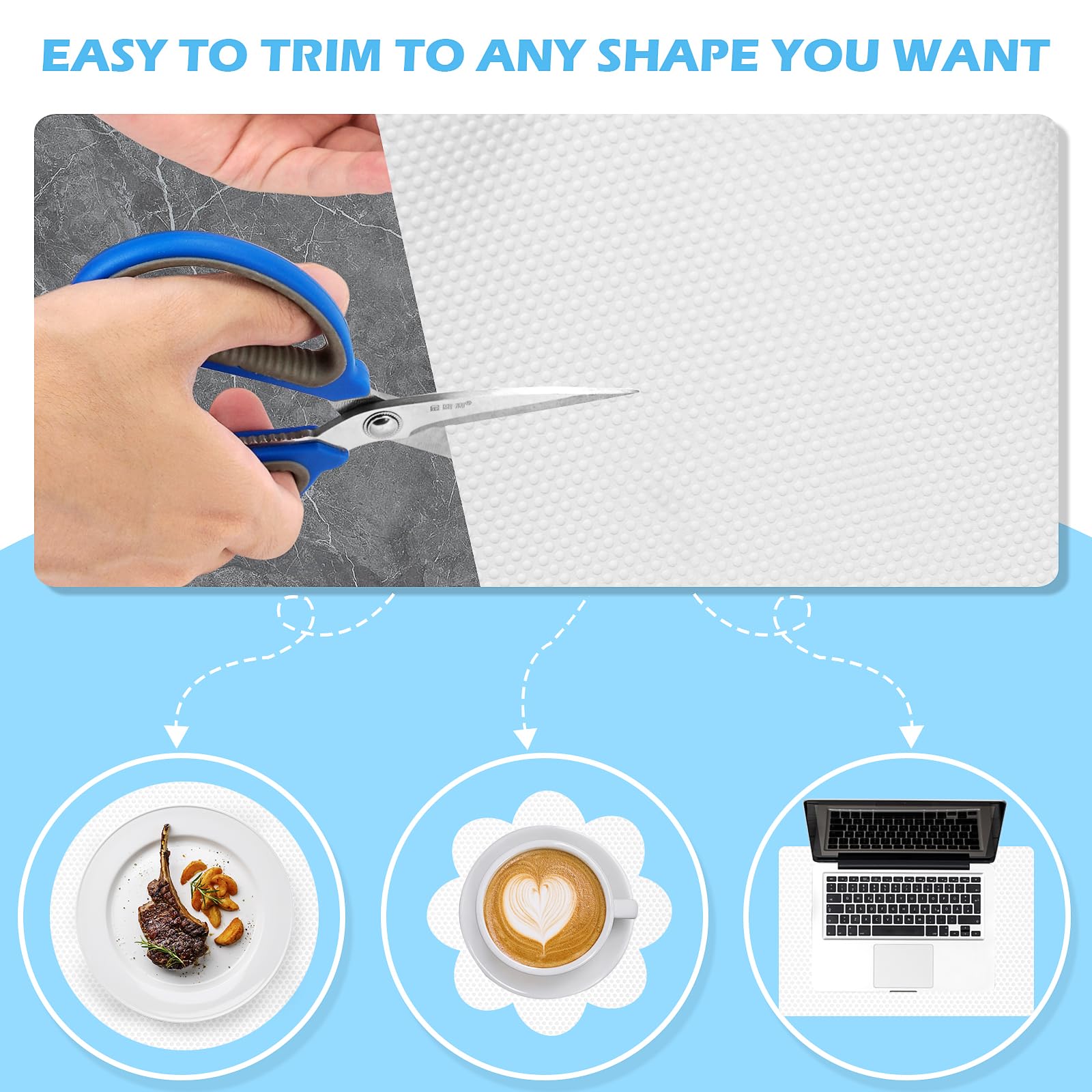 MooiFun Drawer Liners, Waterproof Shelf Liner, Anti-Slip Non-Adhesive BPA Free Kitchen Cupboard Cabinet Liner Refridge Fridge Mats Sink Protector Strong Durable for Home (White/11.8in x 20Ft)
