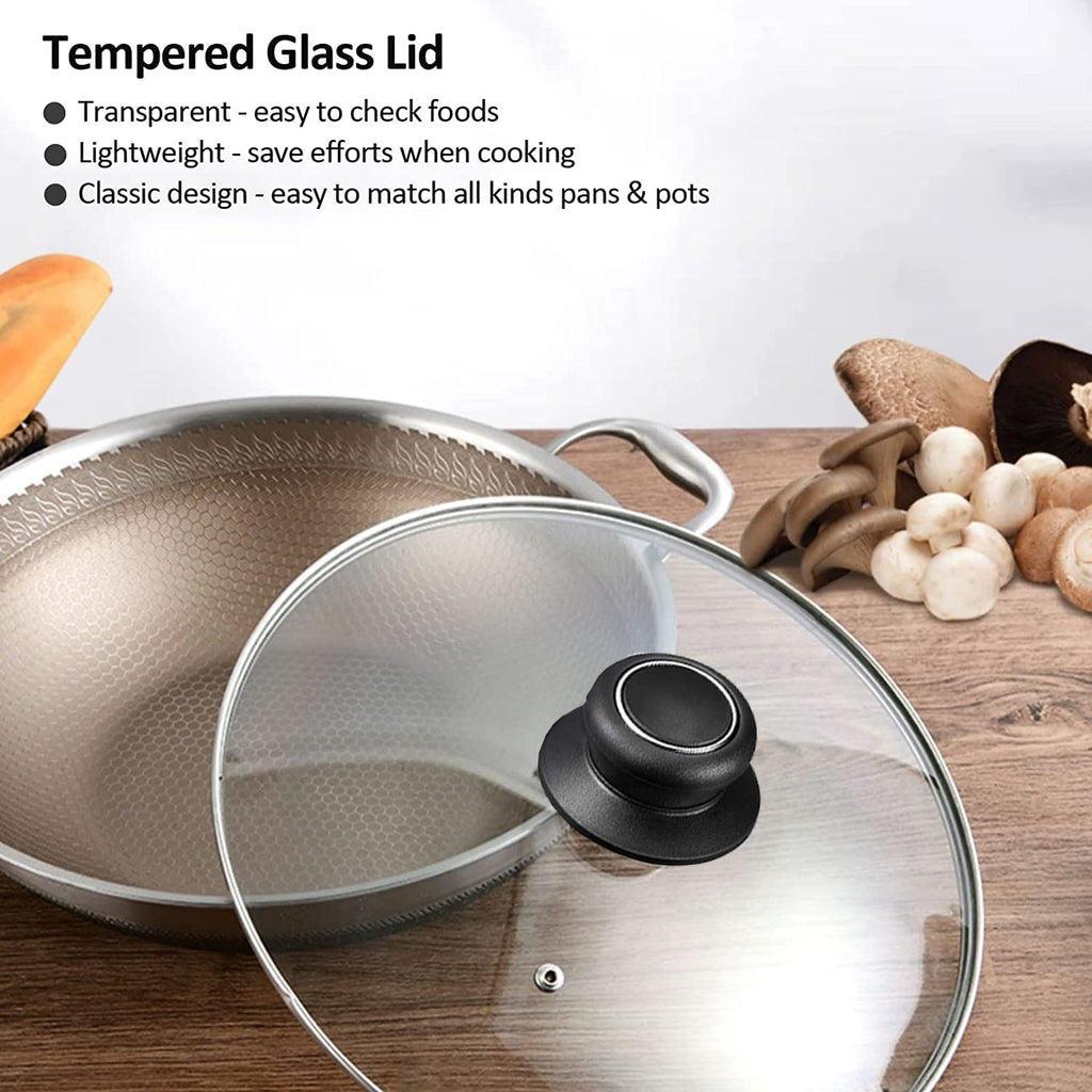 12 Inch Glass Lid for Frying Pan, Fry Pan Lid, Skillet Lid, Pan Lid with Handle Coated, Fits Lodge 12 Inch Cast Iron Skillets and 7 Quart Dutch Ovens12"/30cm, Clear