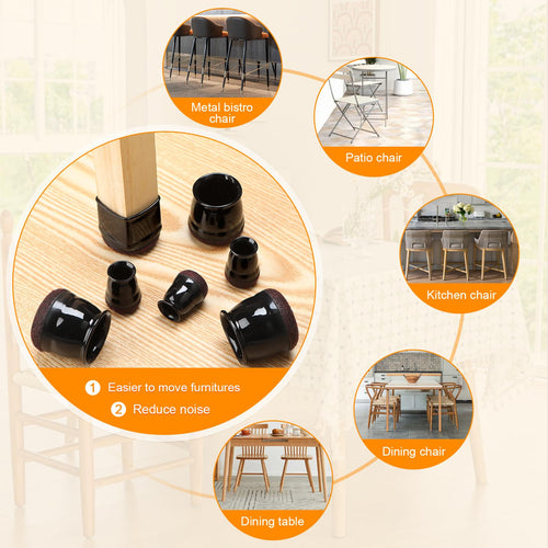 32 PCS Chair Leg Floor Protectors - Extra Small Black Caps for Round Legs (14―19mm / 1/2"―3/4") Anti Scratch