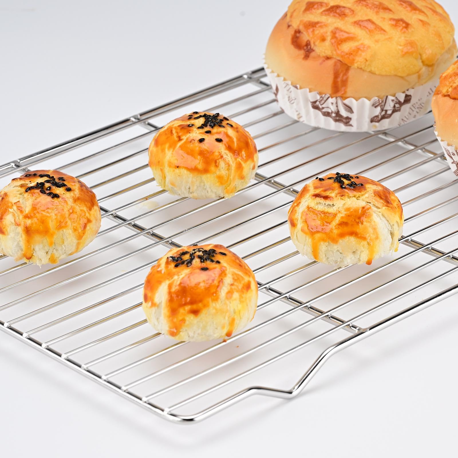 Mlintech Cooling Rack,2-Pack Heavy-Duty Stainless Steel Wire Rack for Cooking - Oven Baking Rack for Half Sheet Pans, Bread, Dishwasher Safe & Non-Toxic Metal Grates (16.5"x11.5"x0.6")