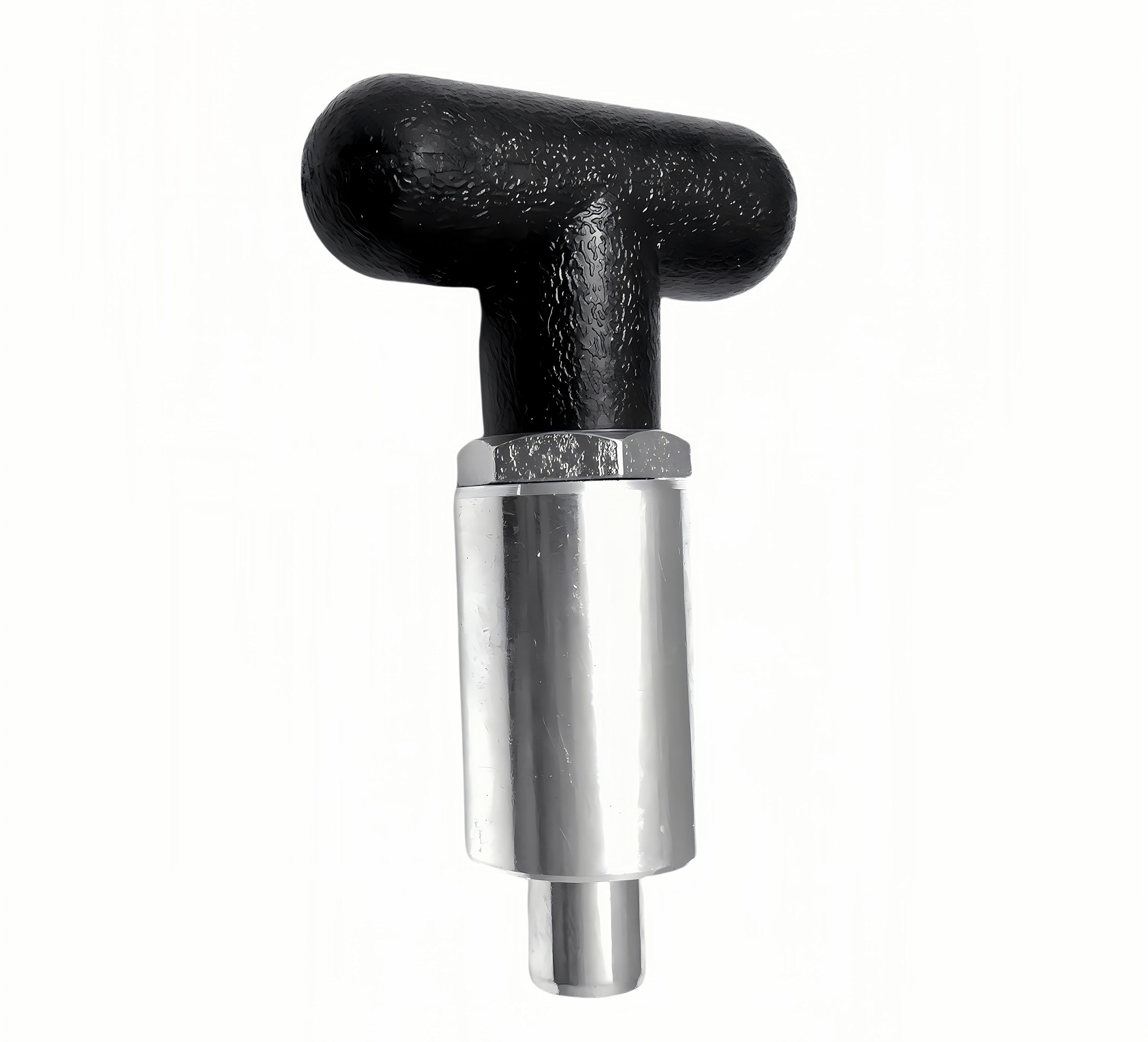 T knob Spring Loaded Pop Pin Spring Loaded Zinc Plated Steel Plunger POP Pull Pin Tire Carrier Pin , Black Plastic T-Handle Knob Round Nut W/Grub Screw Lock. (T-Handle, 3/8" Diameter)
