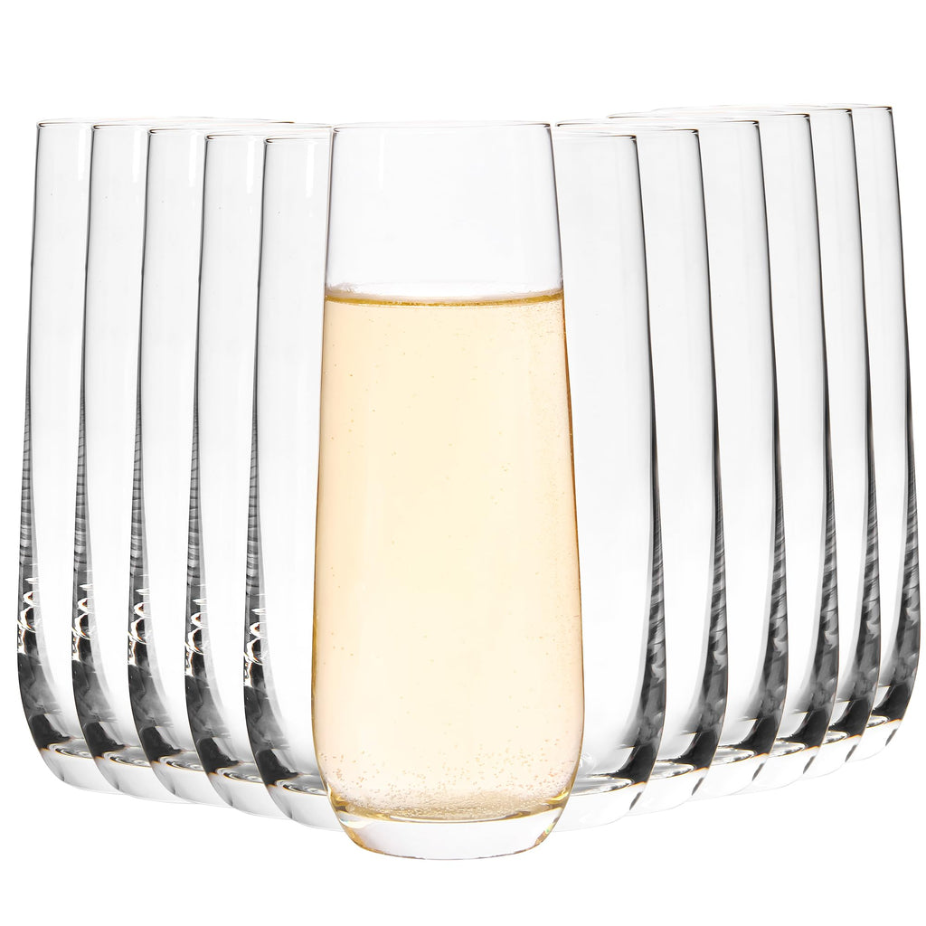 UMI UMIZILI Champagne Glasses Set of 12, Stemless Champagne Fltute with Mordern Shape, Sparkling Bubble Wine Glasses for Party Bar Resturant Clear, Dishwasher safe