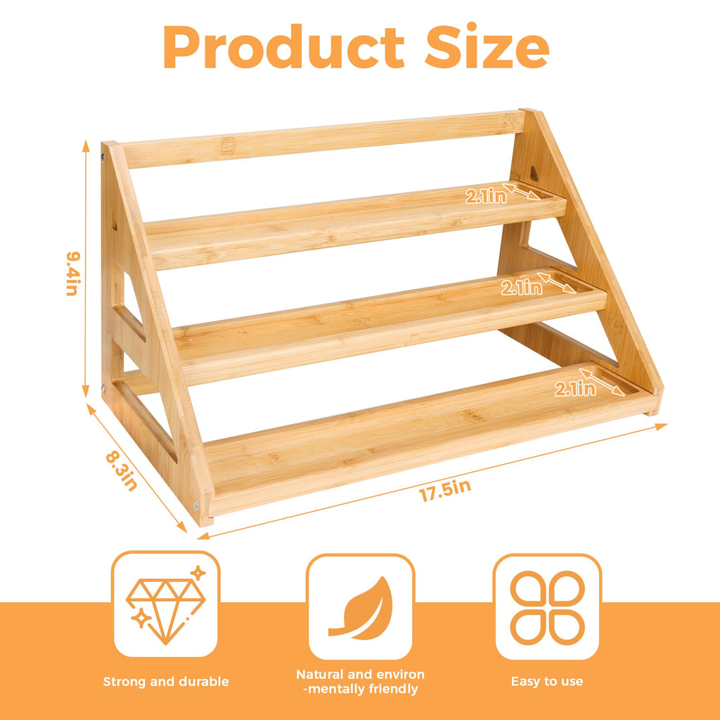 MNADSFKJ Bamboo Tiered Spice Rack, for Countertop Spice Organizer for Pantry Spice Shelf Organizer Kitchen Spices Rack，Cabinet spice rack，Cabinet seasoning rack,Bamboo
