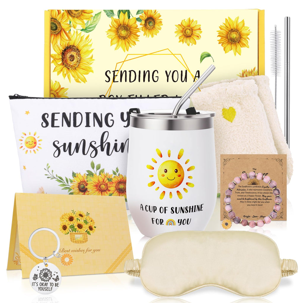 Guiqulai Birthday Gifts for Women,Self Care Gift for Women,Sending Sunshine Get Well Soon Gift,Care Package Sunflower Gifts Baskets for Mum Sister Wife Friends