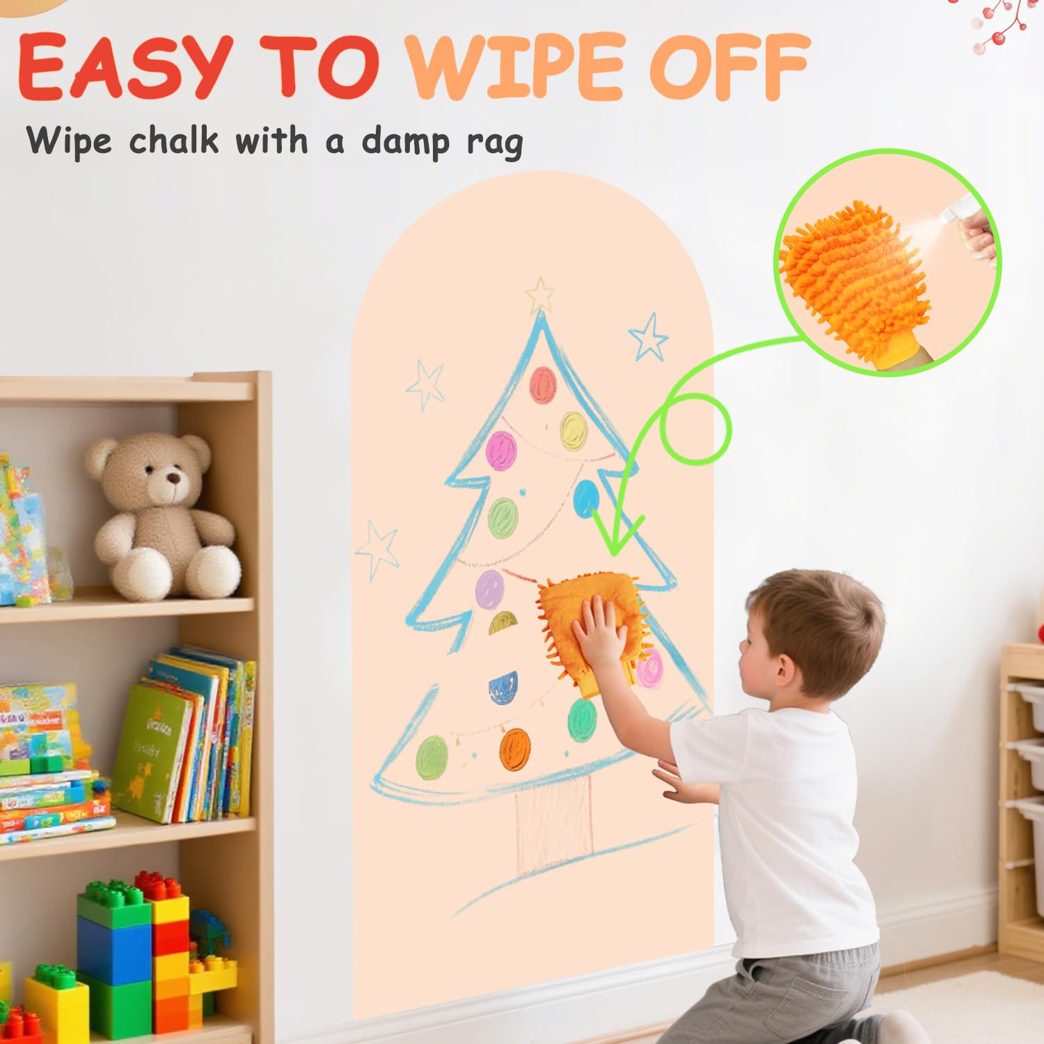 FANPROMS Magnetic Wall Decal 100x45CM Milk Tea Color Magnetic Wall Decal Arch Chalkboard with Colorful Chalks Multiple Accessories