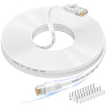 Ethernet Cable 100 ft, High Speed Cat6e/Cat6 Long Ethernet Cable with Snagless Rj45 Connector, High Speed Patch Cord Than Cat5e/Cat5, Flat White Shielded LAN Cable for Modem