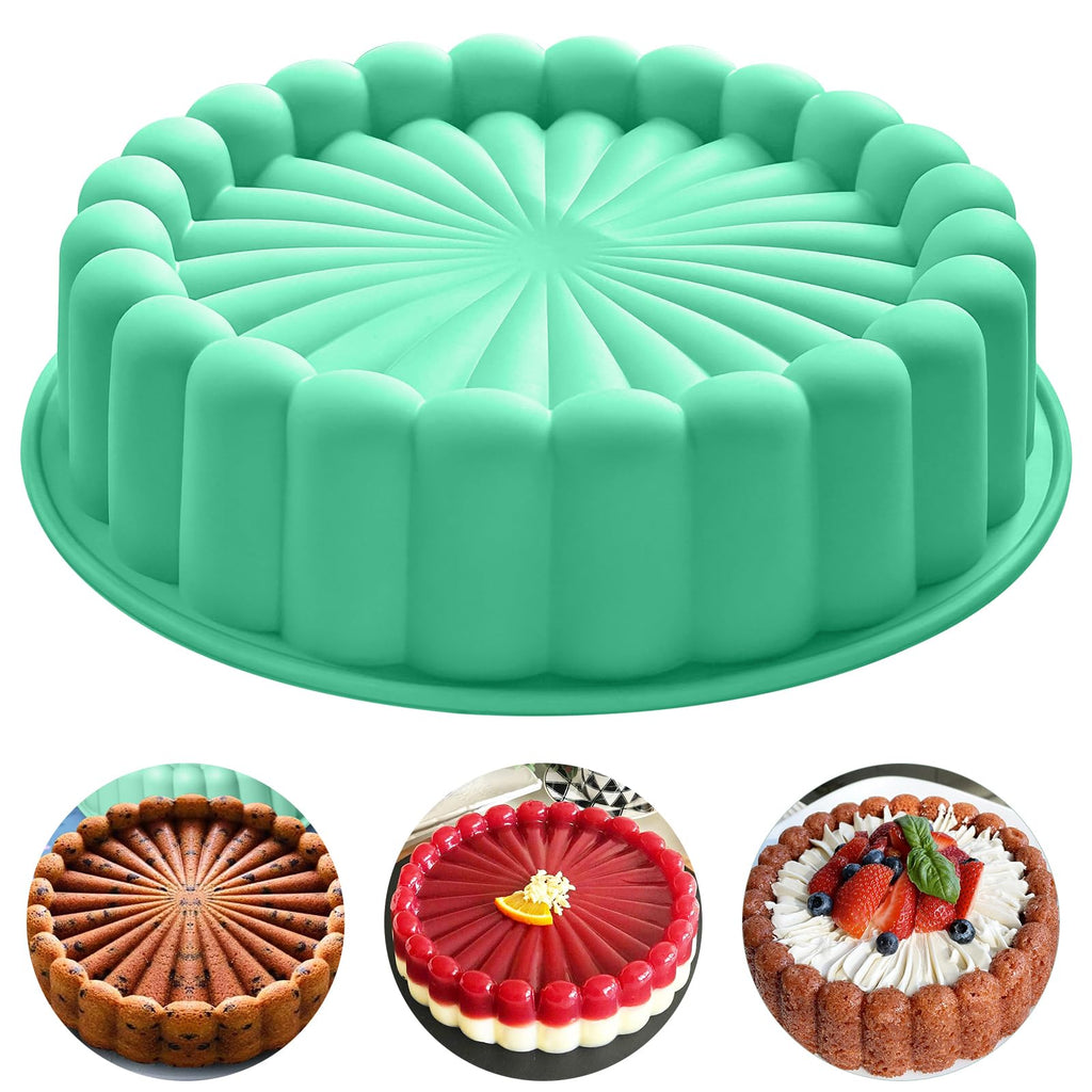 10Inch Charlotte Cake Pan Silicone,Nonstick Round Silicone Baking Mold,Round Silicone Cake Molds for Cheesecake,Strawberry Shortcake Brownie Tart Pie