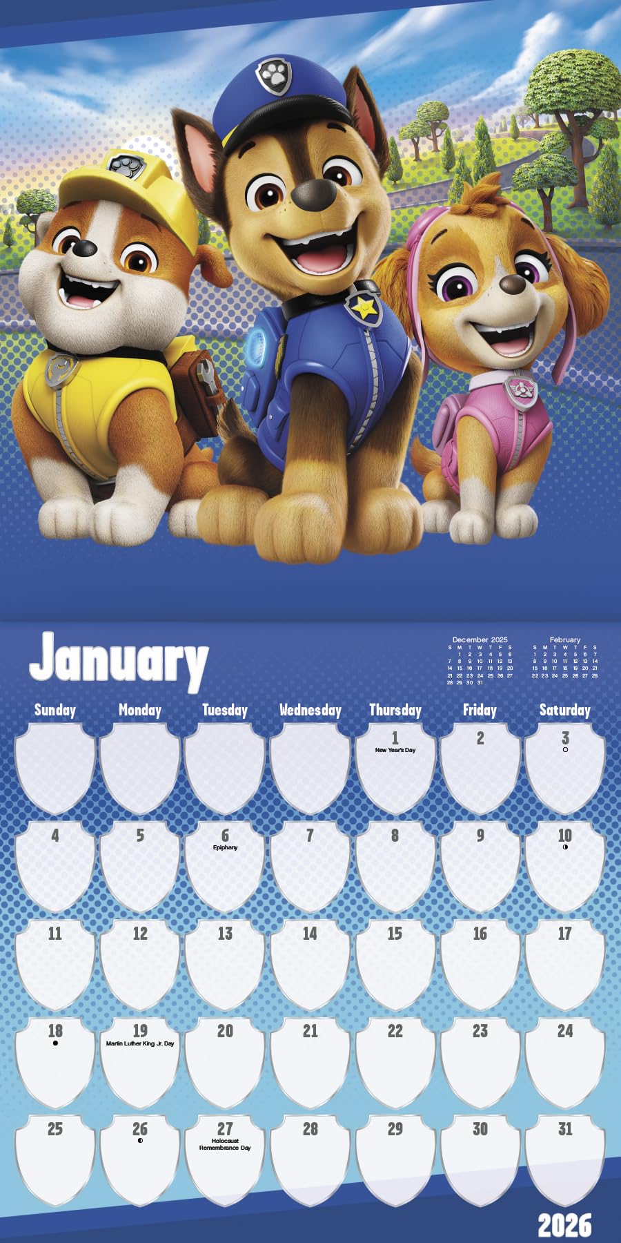 2026 Paw Patrol Wall Calendar