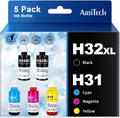 ARTITECH Refilled Ink Replacement for HP 31 Ink Bottle Set HP 32XL 32 XL Ink Work for HP Smart Tank 7301 7602 5101 6001 7001 5102 Plus 651 551 455 457 450 (2 Black, 3 Color)