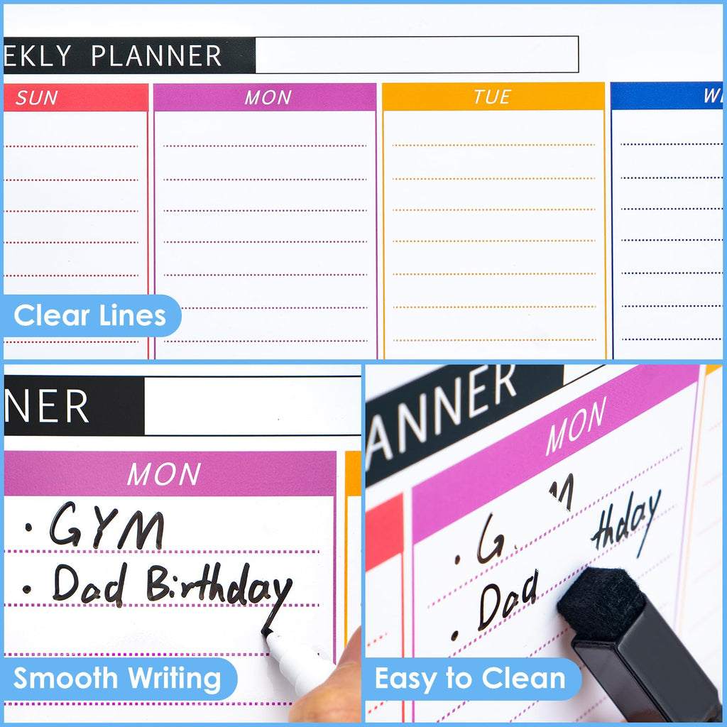 Small Weekly White Board Calendar Dry Erase for Wall, ARCOBIS 12" x 16" Magnetic Calendar Whiteboard, Hanging Double-Sided Board for Planning, Memo, to Do List, Drawing, School, Home, Office