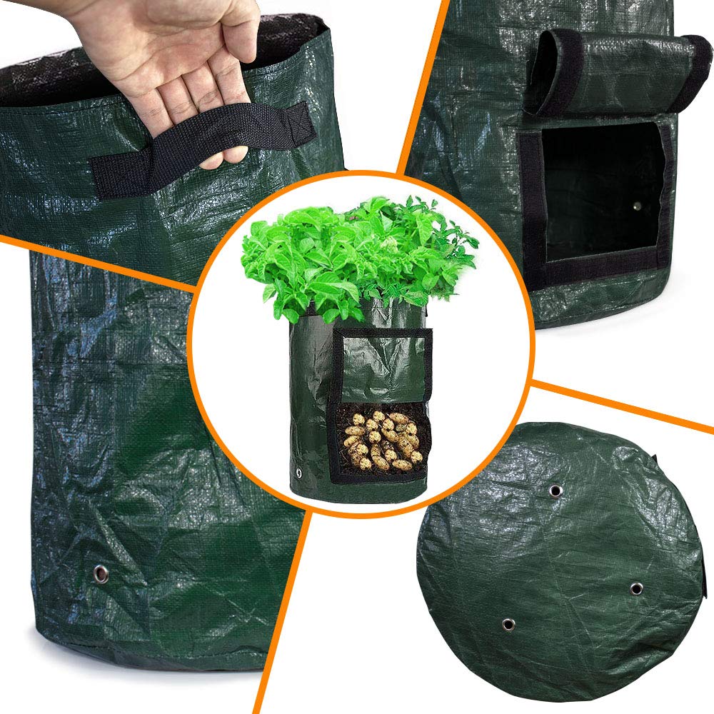 E-KNOW 6 Pack Potato Grow Bags, 10 Gallon Potato Grow Bags for Potato Tomato Carrot & Other Vegetable, Plant Grow Bags Heavy Duty Thickened, Aeration Material Grow Bags with Handles