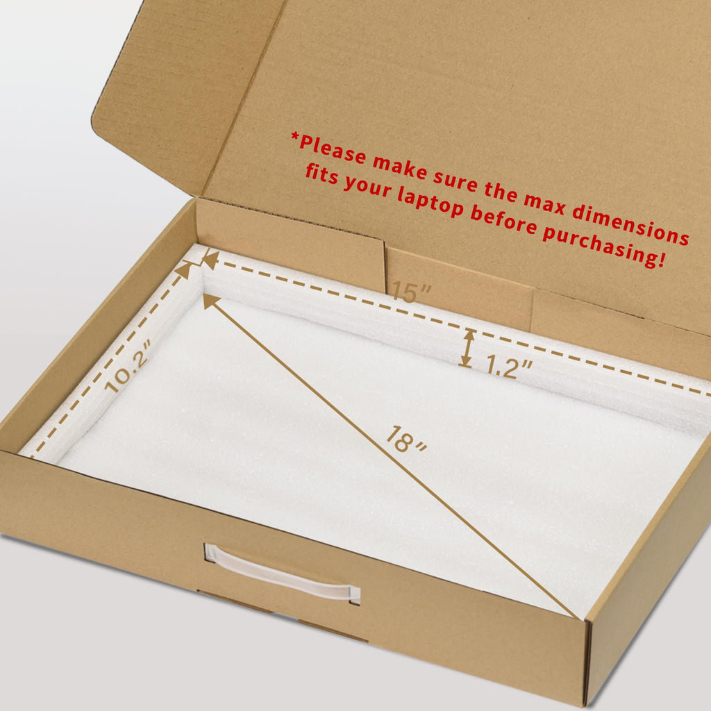 SOUNDANCE Laptop Shipping Box with Protection Foam, Brown Cardboard, Up to 17.3 Inches, 1 Pack