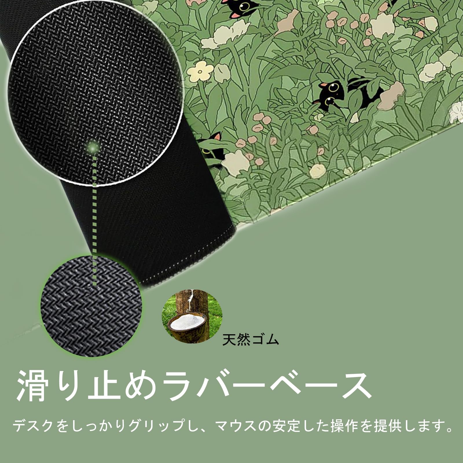 Gaming Mouse Pad XXL Extended Anime Mouse Pad 31.5x11.8 inch, Large Cute Kawaii Big Computer Mouse Mat Desk Pad with Non-Slip Rubber Base and Stitched Edge for Home Office-Cat in Grass