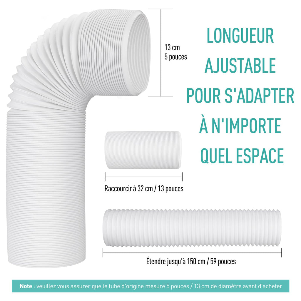 Air Conditioner Exhaust Hose, AGPTEK 5 Inch Exhaust Hose for Portable Air Conditioner Counter Clockwise Flexible Air Hose Replacement/Extension Tube with 5 Inch Diameter (5 Inch Diameter)