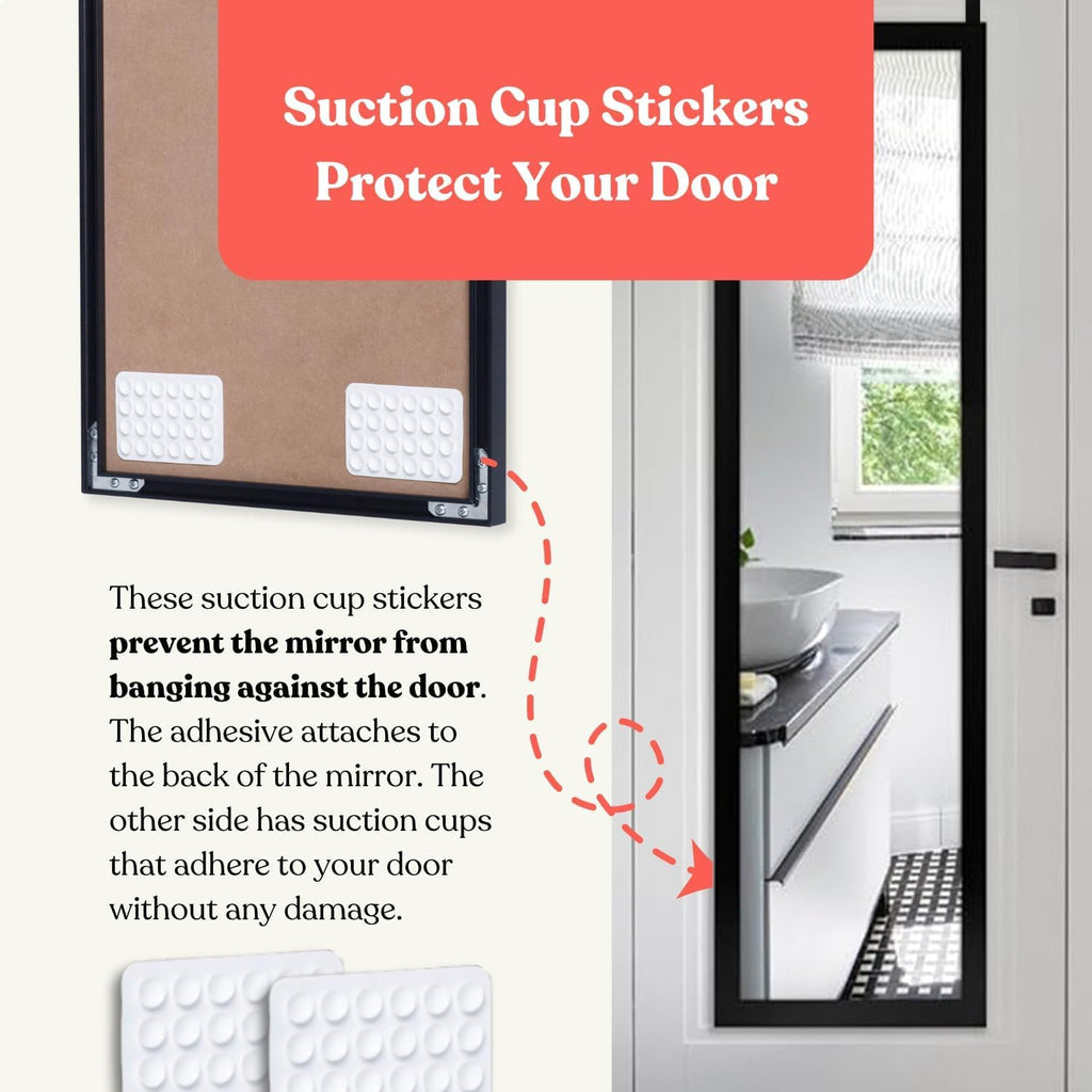 Over-The-Door Mirror Hanger | Adjustable 14.5-inch Set with Protective Lining | Perfect Height & Fit - 2 Brackets Set 1.5'' Door Depth (Black)