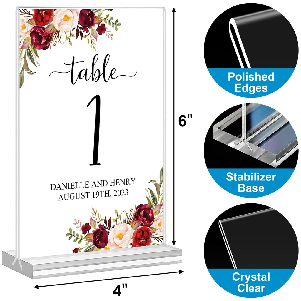 Acrylic Sign Holder 4x6, 16 Pack Clear Double Sided Clear Table Menu Vertical Display Stand Desktop Display Stand Paper Holder Table Sign Holder Suitable for Restaurants Office Store Show Fair