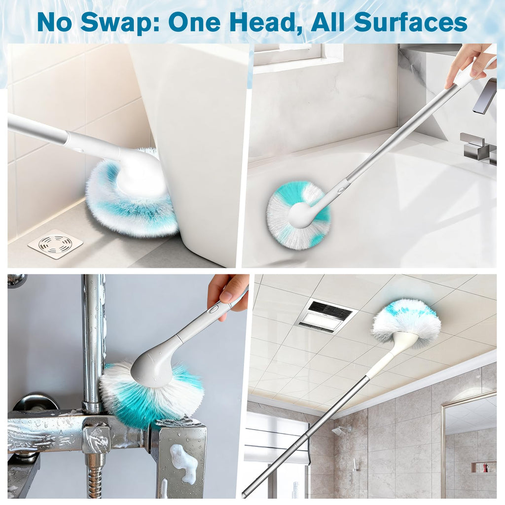 Fieploom Tub Tile Scrubber Brush with 48" Long Handle, 2026 Version 1 Pc Non-Scratch Soft Tub Mop, All-in-One Adjustable Bathroom Brush for Bathtub, Shower, Sink, Faucet, and Wall Tile (1)