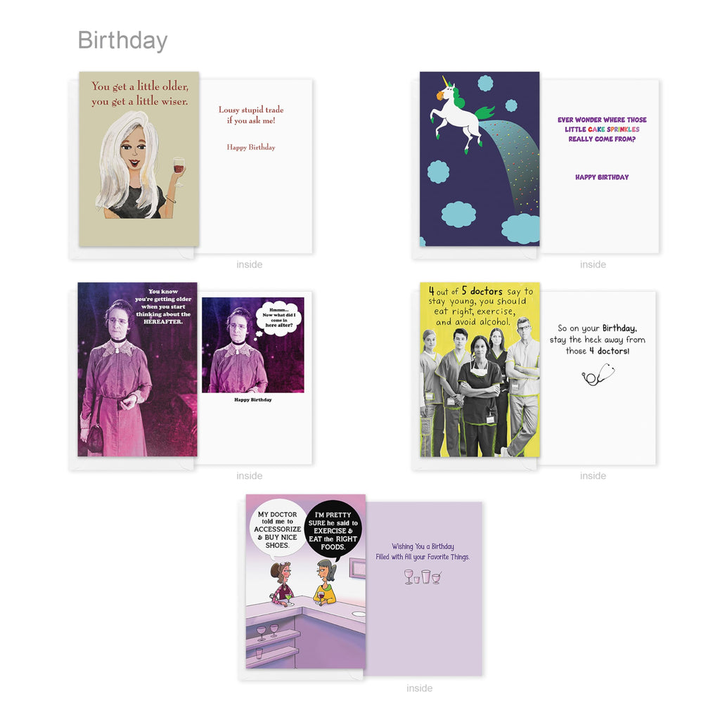 Recycled Paper Greetings 30-Count Funny All Occasion Card Assortment with Envelopes, Seals, and Storage Box by Hey Look!