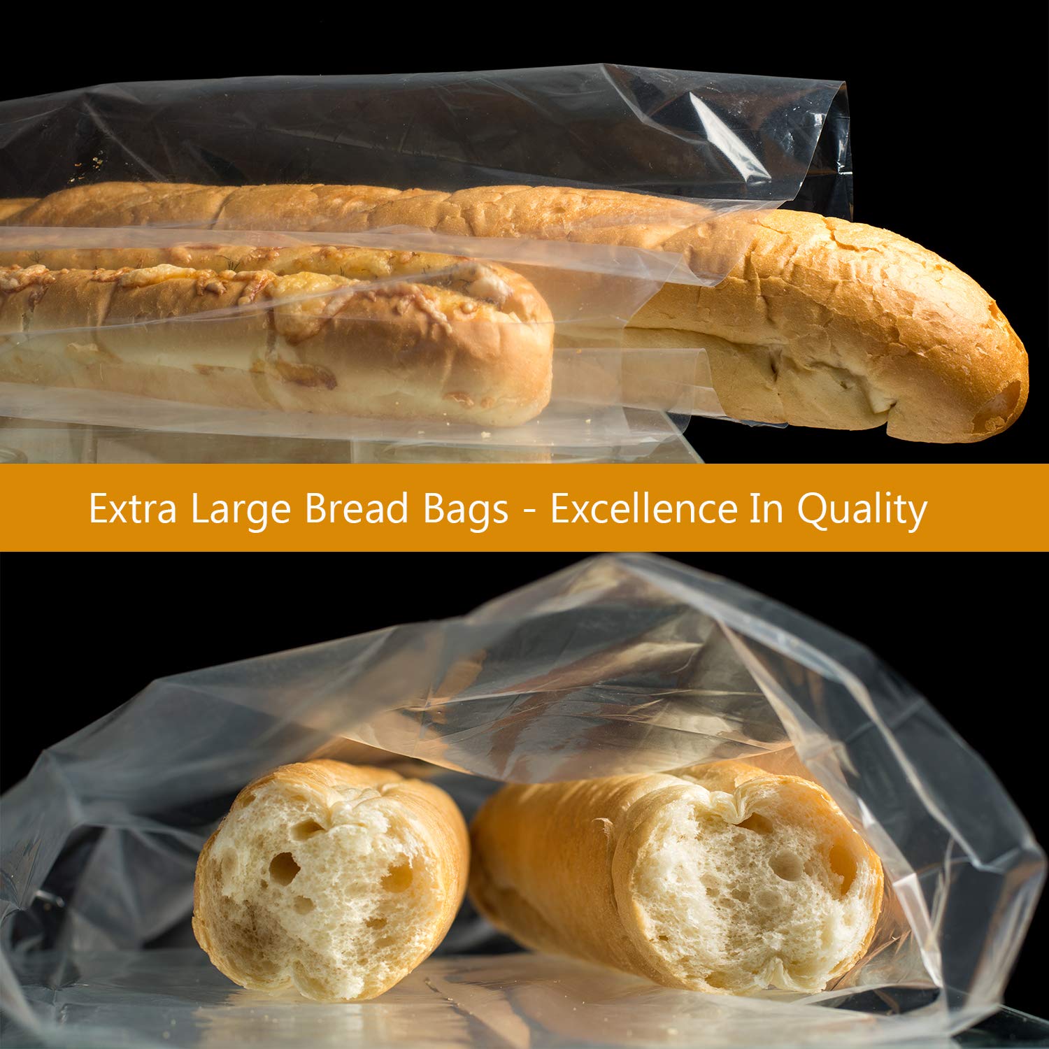 Large Bread Poly Bags,100 Pcs 22x6x10 Inch Bread Loaf Packing Bags with 100 Twist Ties,Clear Thick Gusseted Grocery Bakery Bag (Extra Large-22x6x10)