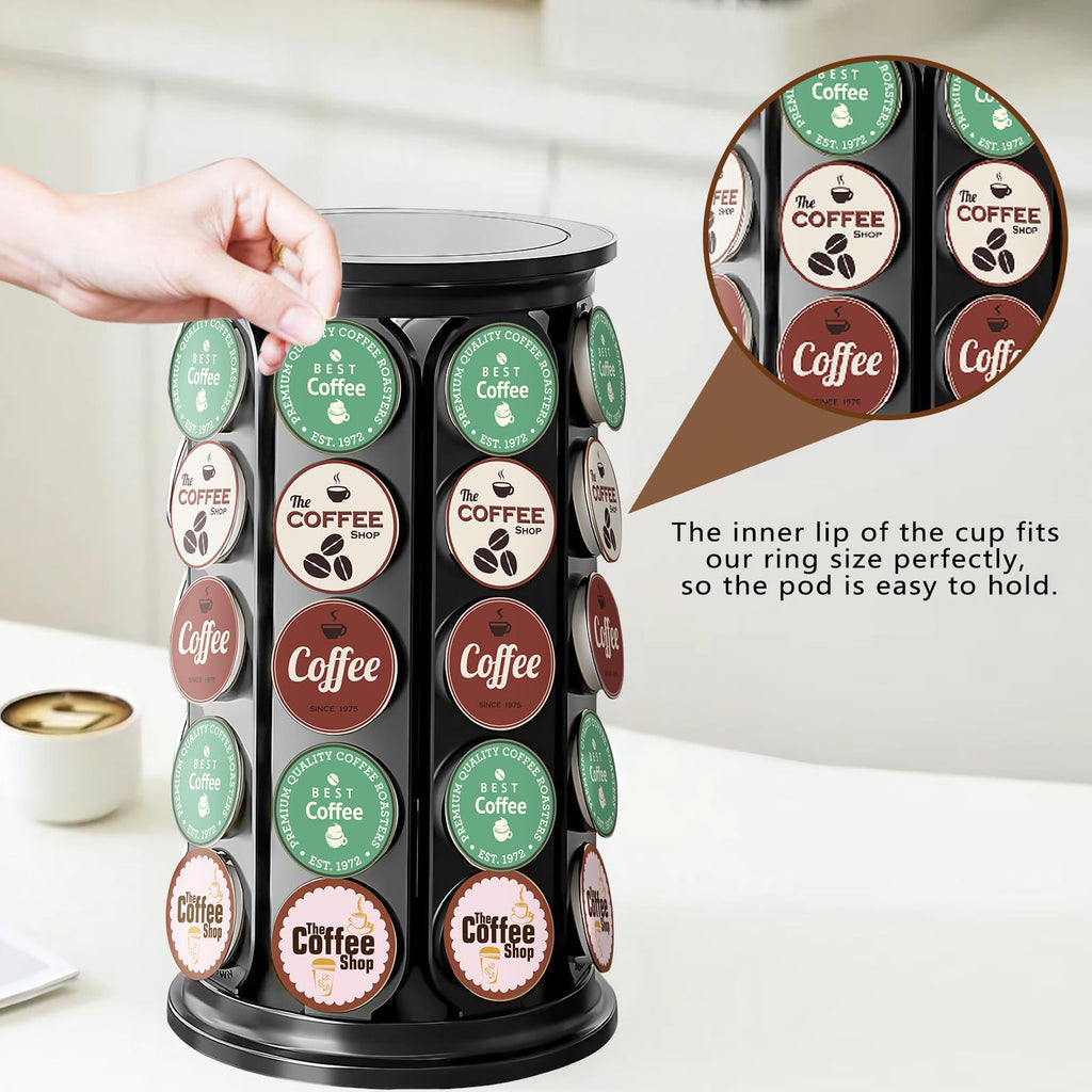 TOMSHUB K Cup Holder，Coffee Pod Storage Carousel Holder Organizer Compatible with 40 Keurig K-Cup Pods，Home or Office Kitchen Counter Organizer（Black）