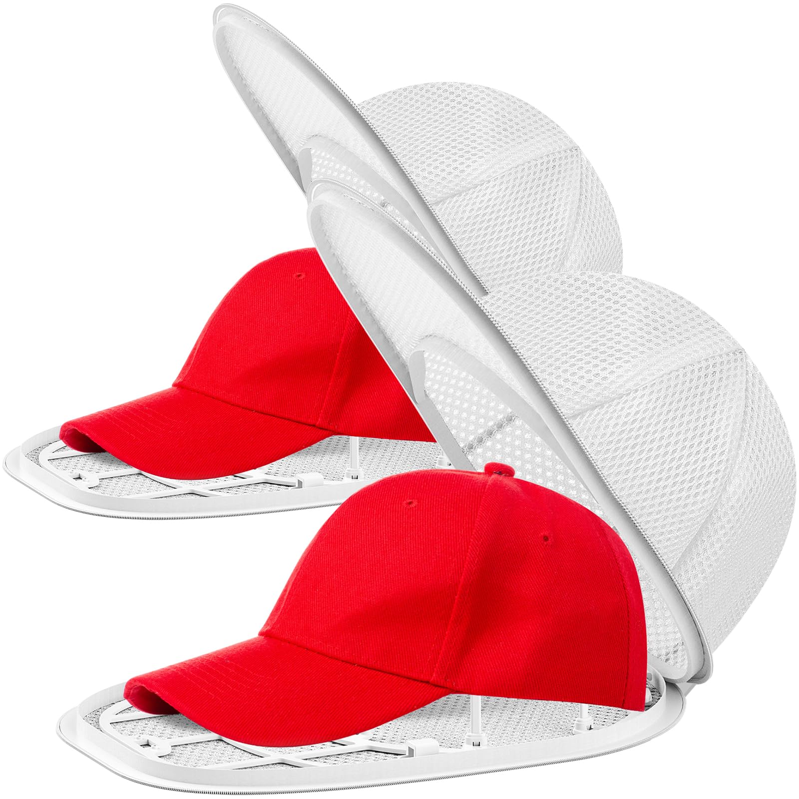 2 Pack Hat Washer Cage Hat Cleaner Hat Washer for Baseball Caps for Washing Machine or Dishwasher for Flat & Curved Hats… White