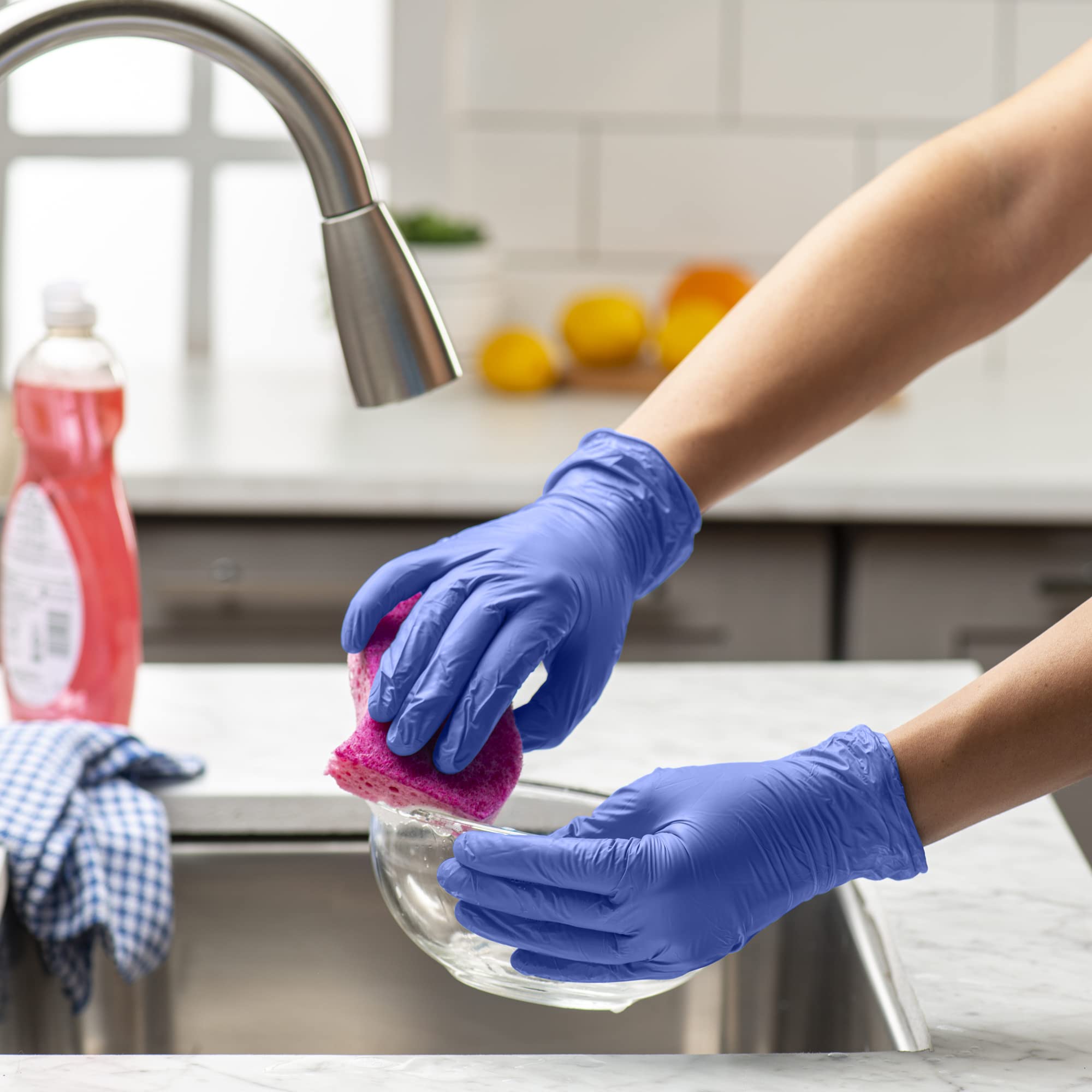 GUSTO [200 Count] Blue Nitrile Gloves, Disposable Gloves - 4 Mil, Latex & Rubber Free, Non-Sterile Powder Free Gloves - X-Large [Formerly Comfy Package]