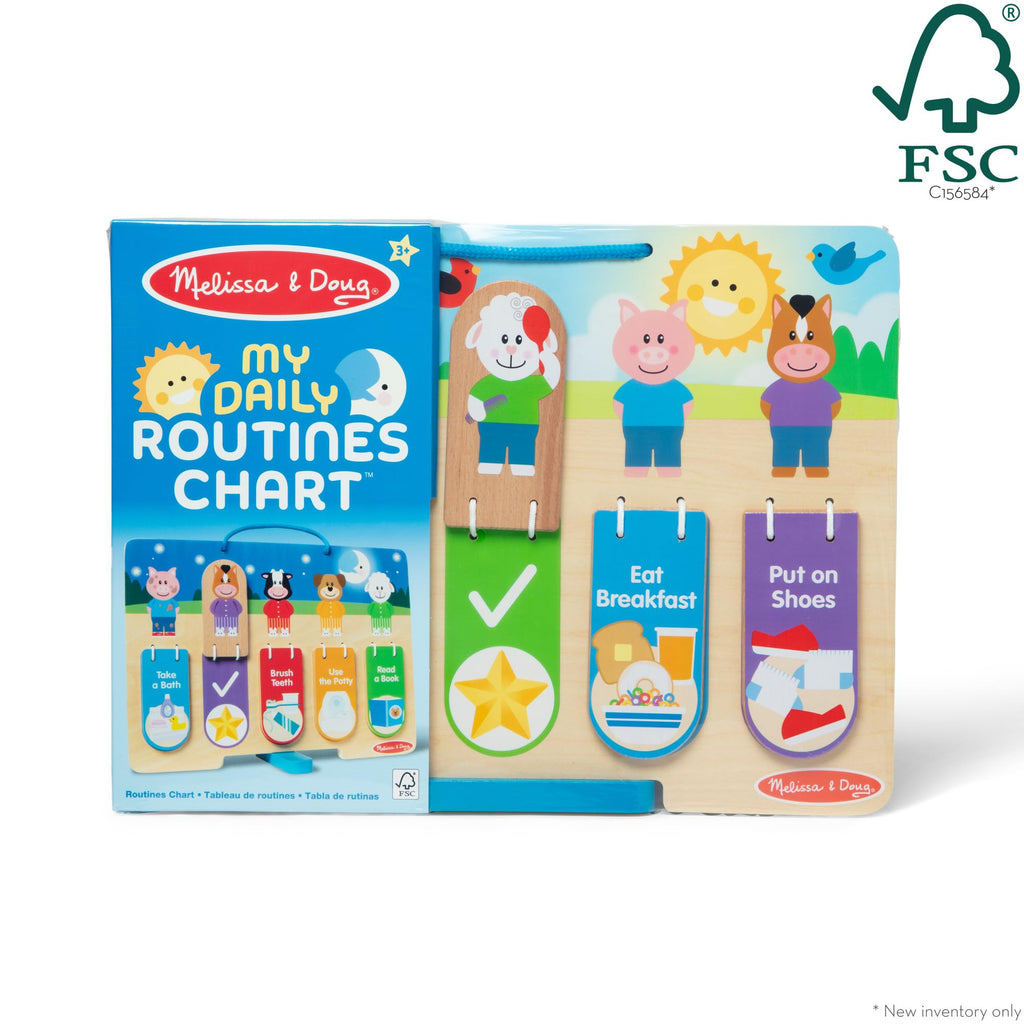 Melissa & Doug My Daily Day and Night Wooden Routines Chart Learning Toy for Boys and Girls 3+ - FSC Certified