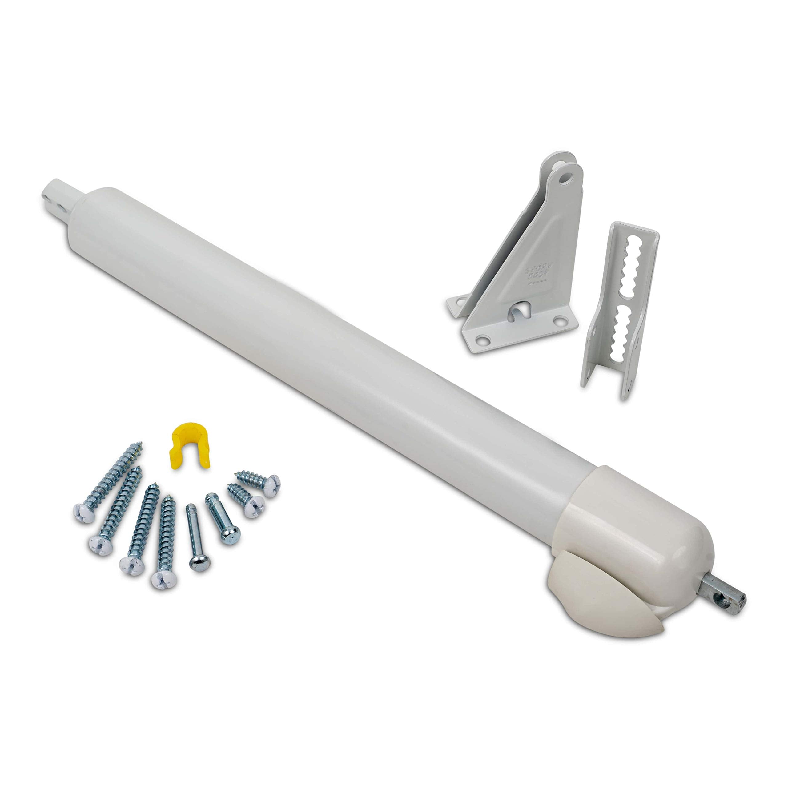 Ideal Security 9600 Standard Pneumatic Touch-N-Hold Storm and Screen Door Closer for Wood, Aluminum, and Vinyl Doors, Silent and Smooth Closing, 11.5", White