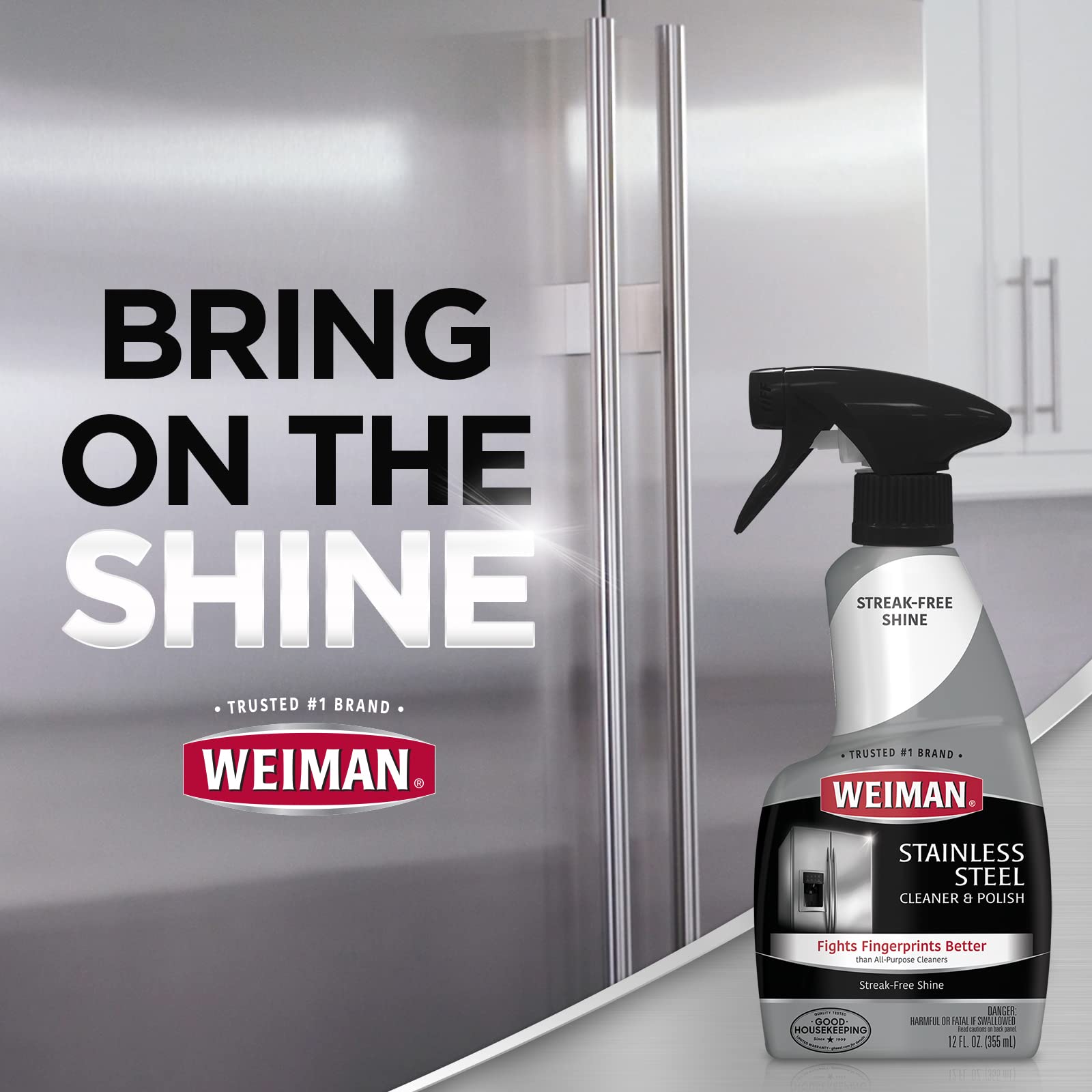 Weiman Stainless Steel Cleaner and Polish - 2 Pack - Removes Fingerprints, Residue, Water Marks and Grease from Appliances w/Buffing Towel