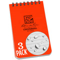 Rite in the Rain Weatherproof Top Spiral Notebook, 3" x 5", Orange Cover, Universal Pattern, 3 Pack (No. OR35-3X)