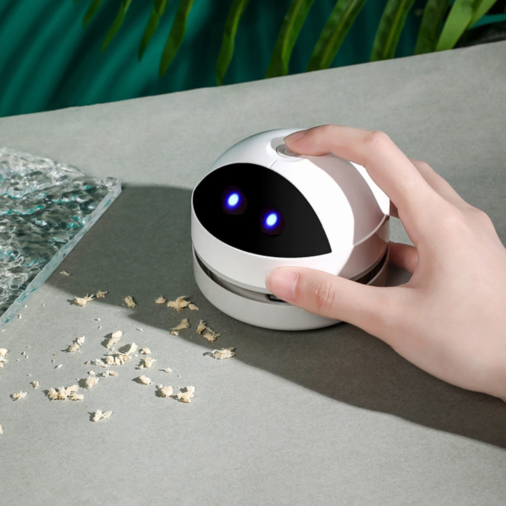 Hallocool Mini Desktop Vacuum Cleaner Robot Vacuum Cleaner for Desktop, Portable Small USB Vacuum Cleaner Quiet Pick up Tiny Items Crumbs Eraser Crumbs Hairs Flakes for Kitchen Piano Keyboard