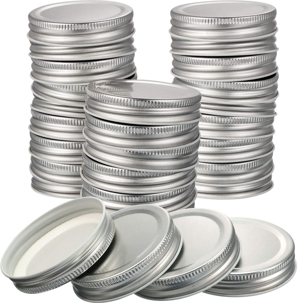 30 Packs Mason Jar Lids Regular Mouth Leak Proof Secure Mason Storage Solid Caps (Silver)