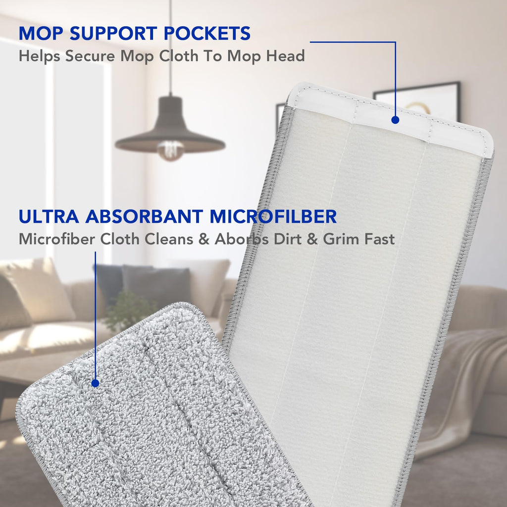Flat Mop Pads Microfiber Mop Cleaning Pads 13" X 4.9" Washable Pads for Floor Cleaning Compatible with11 - 13" inch Flat Mops Head Replacement for Flat Mops or Bucket Set - 6 Pack