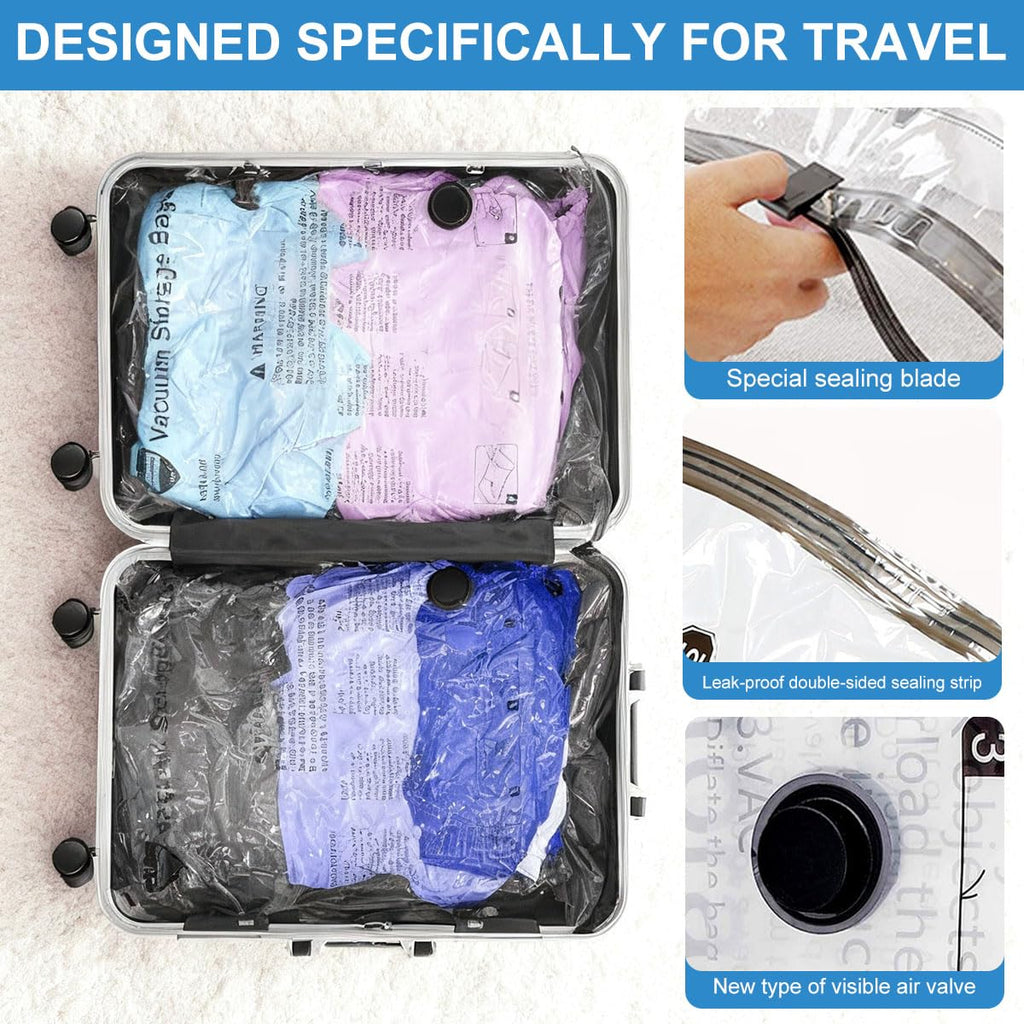 Space Saver Vacuum Storage Bag With Pump for Clothing,Travel Vacuum Seal Bag Vacuum Packing Bags for Luggage, Blankets, Bedding and Home Storage (10 Small)