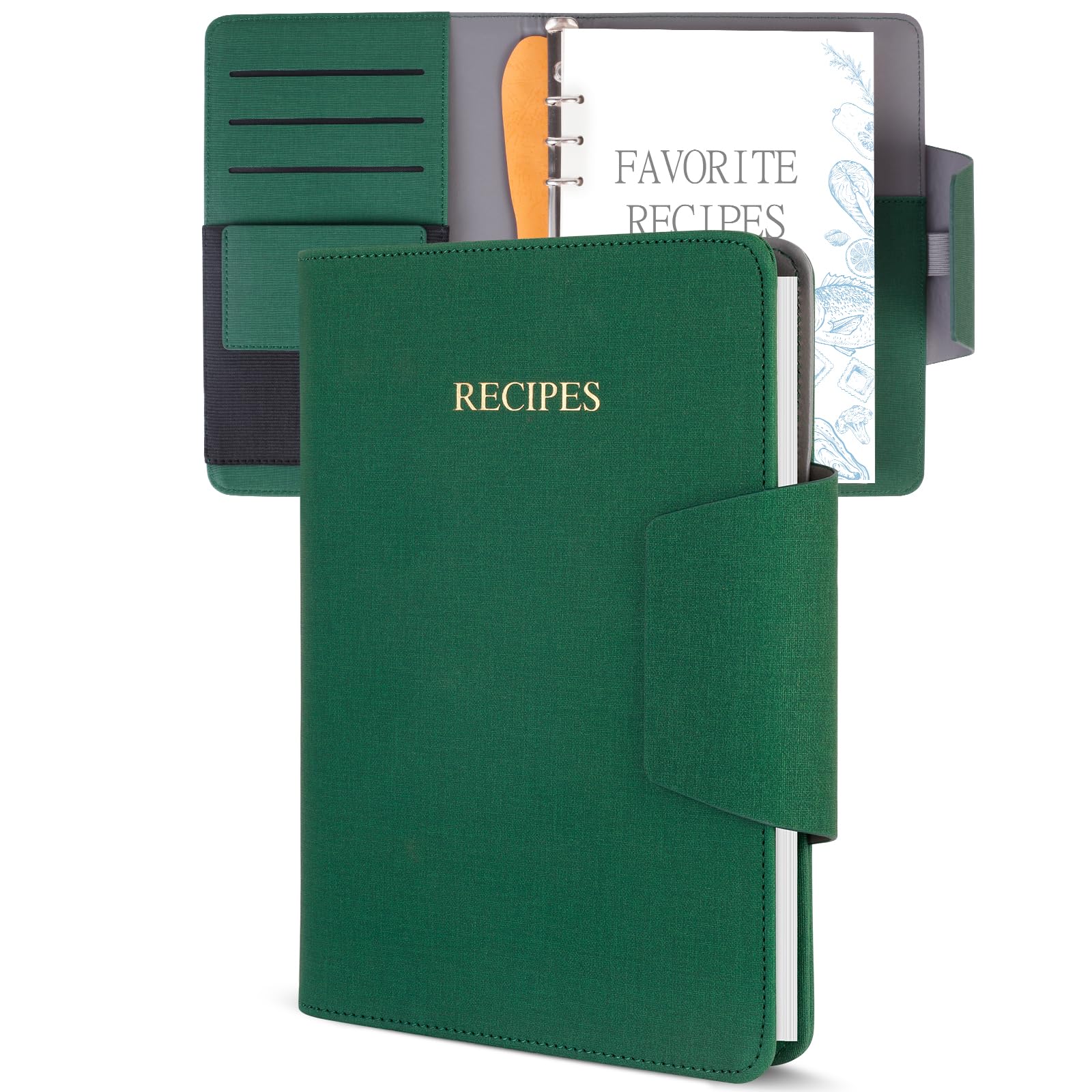 Blank Recipe Book to Write in Your Own Recipes, 6.7x9 Inch, Refillable Recipe Journal Book Binder with PU Leather, 120 Recipes Perfect Family Recipe Journal & Gift for Mom, Daughter, Chef