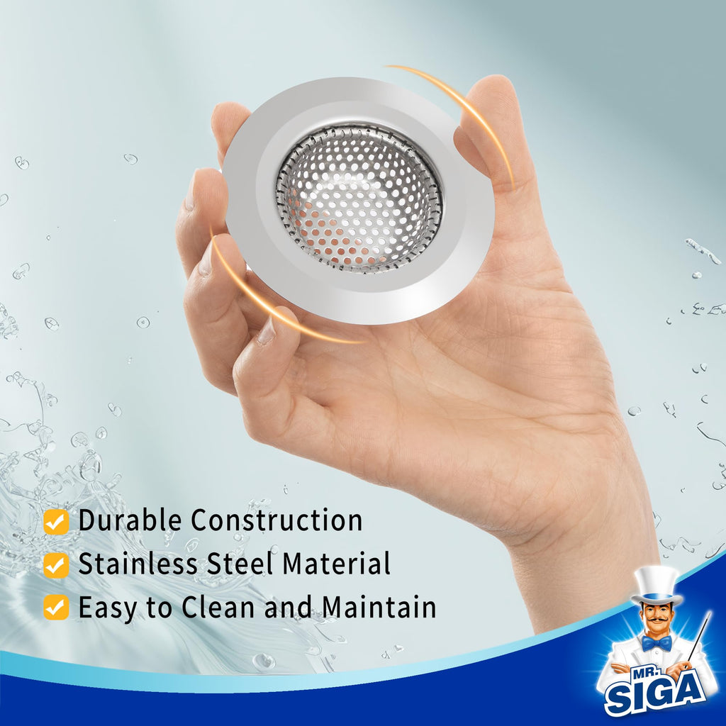 MR.SIGA Bathroom Sink Strainer, Stainless Steel Shower Bathtub Lavatory Drain Cover, Hair Catcher, 2.83" Diameter, 0.31" Depth, 3 Pack