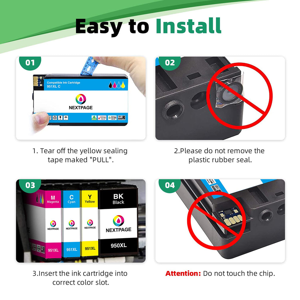 8 Pack 950 951 Ink cartridges Combo Pack Replacement for HP 950XL 951XL 950 XL 951 XL Compatible with HP OfficeJet Pro 8600 8610 8620 8100 8630 8660 8640 8650 8615 8625 Printers HP 950 951XL 8 Pack
