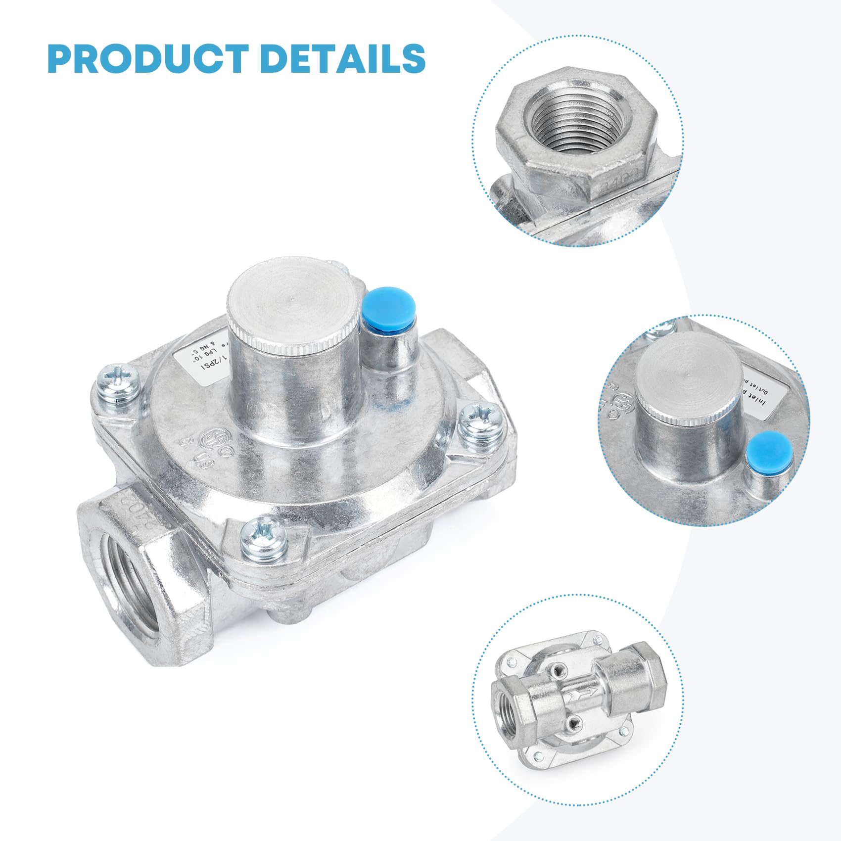 Stanbroil 1/2'' Gas Pressure Regulator for Liquefied Propane and Natural Gas, NG 5" WC Out/LPG 10" WC Out