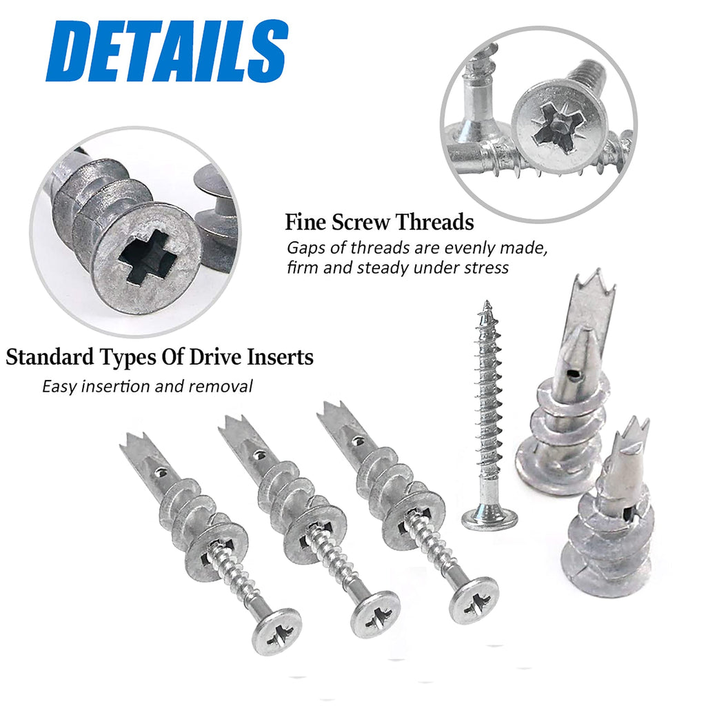 ISPINNER 140pcs Zinc Drywall Anchors Self Drilling Hollow Wall Anchors with Screws Assortment Kit (13x42mm + 15x33mm)
