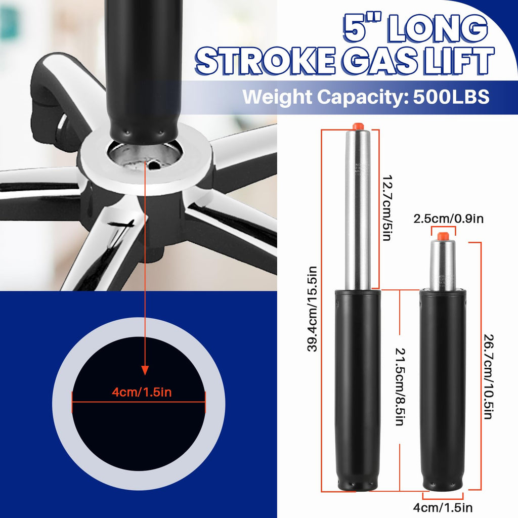 MAOPINER Office Chair Cylinder Replacement, 5" Long Stroke Gas Lift, Heavy-Duty Hydraulic Piston for Most Office Chairs