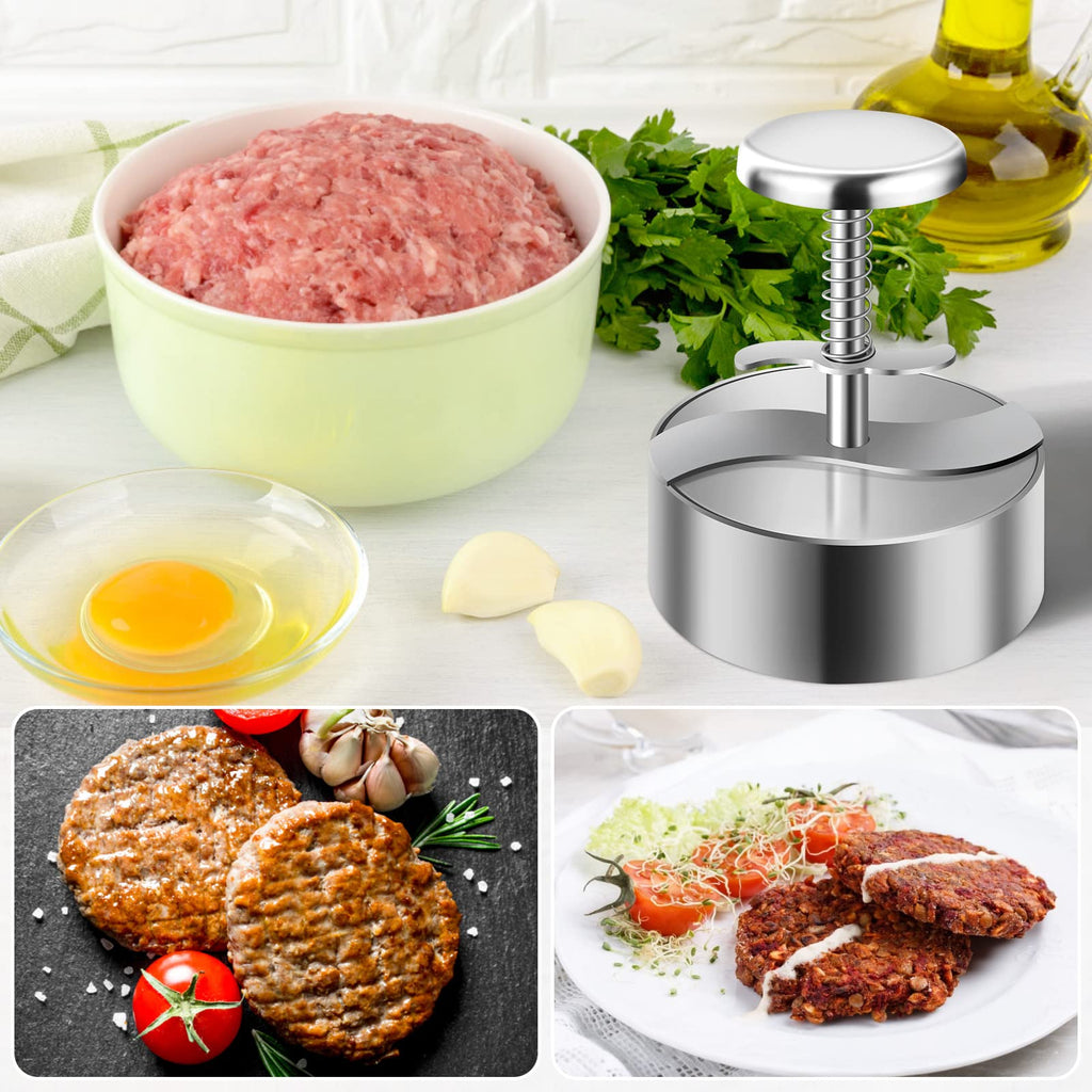 TIANTOU Burger Press, Adjustable Hamburger Meat Press, 304 Stainless Steel Non Stick Patty Press, BPA Free, Suitable for Beef, Burgers and Cooking, Ideal for BBQ and Homemade Hamburger