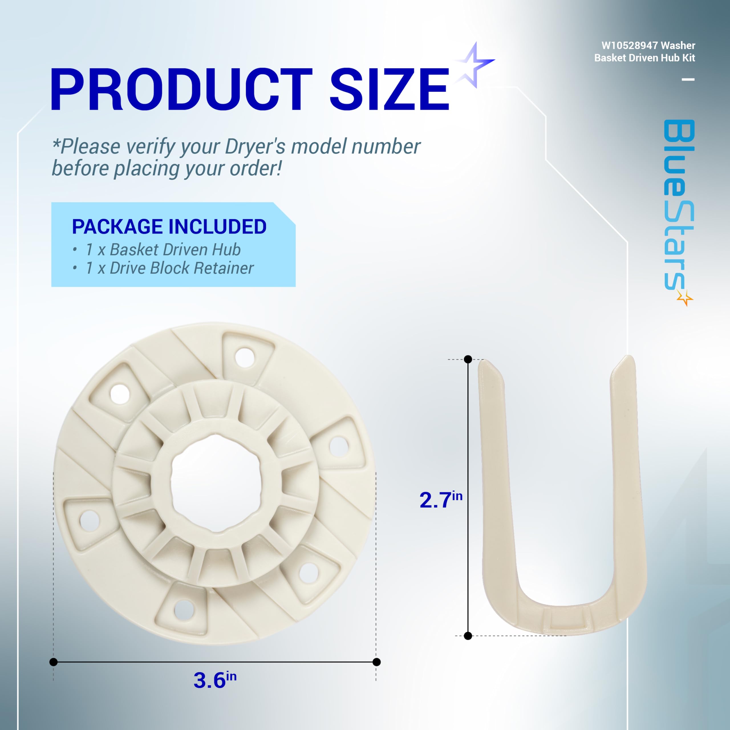 BlueStars W10528947 W10396887 Washer Basket Driven Hub Kit Part - Compatible with Maytag Whirlpool Kenmore Washers - Replaces AP5665171 W10528947VP PS6012095 - Enhanced Design