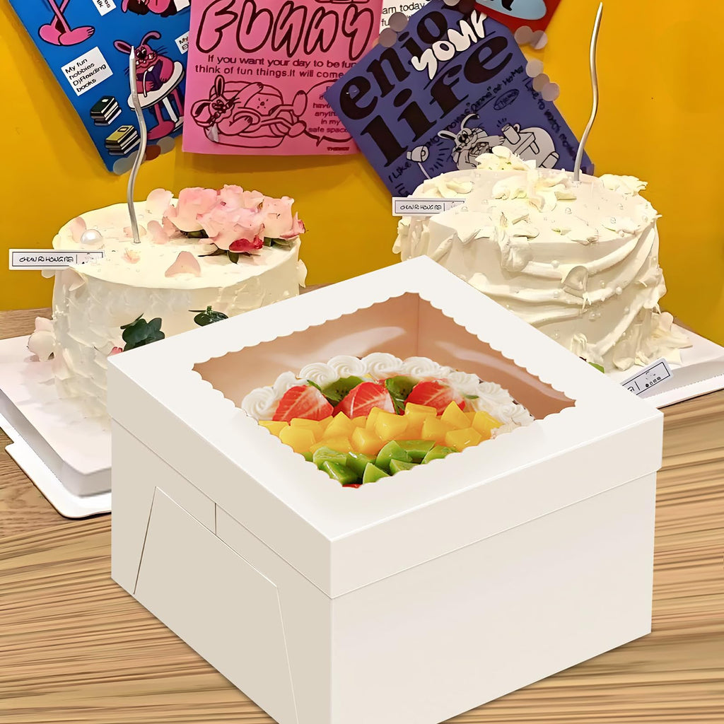Packpal 20Pack 12x12x6 Cake Boxes with Boards, 10Pcs Cake Boxes & 10Pcs Cake Boards, Sturdy White Packaging for Transporting & Displaying Cakes, Desserts, and Mothers day